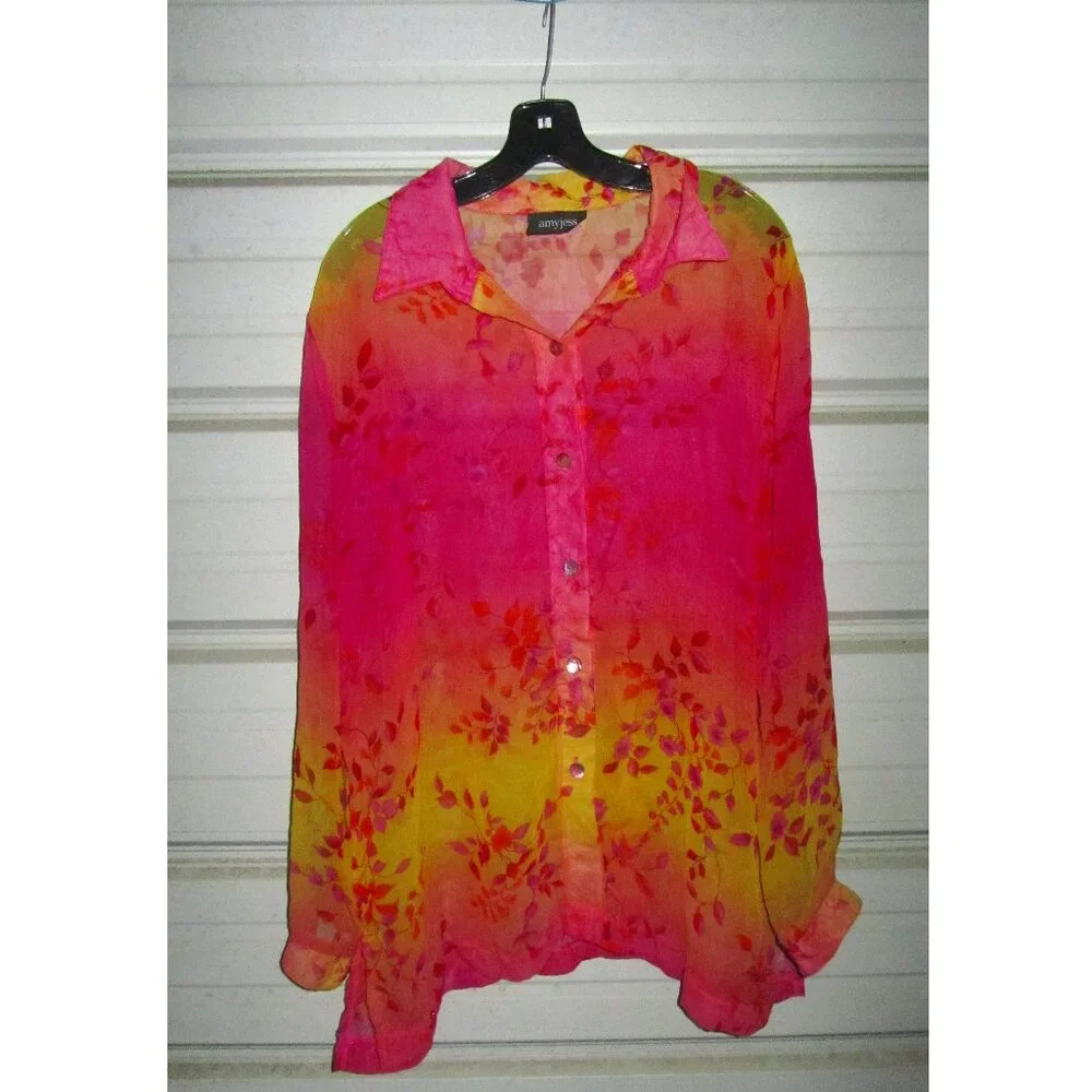 Size XL Womens Bright Colorful Blouse top shirt